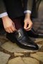 Men's Black Double Buckle Leather Classic Shoes 25Wfd603418 - 2