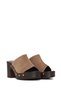 Women's Beige Thick Heeled Suede Leather Slippers 26Sfd240110 - 2