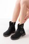 ZRİN-02-2014 Premium Black Suede Waterproof Women's Boots with Buckle Accents - 6
