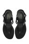 Women's Black Buckle Toe-Post Leather Sandals 26Sfd204518 - 4