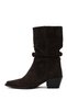 Women's Anthracite Thick Heeled Suede Leather Cowboy Boots Af170025Ds - 3