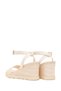 Women's Leather Ankle Buckle Wedge Heeled Straw Sandals 26Sfe4814M7 - 7