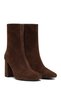 Women's Brown Zippered Thick Heeled Suede Leather Boots Af200001Ds - 2