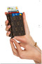 Women's Patterned Daily Crossbody Bag – Black Wallet with Gold Zipper Detail and Card Holder - 6