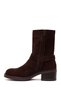 Women's Brown Zippered Thick Heeled Suede Leather Boots Wf190060Ds - 4