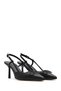 Women's Black Open-Back Stiletto, Thin Heeled Leather Shoes 26Pfd120218 - 2