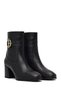 Women's Black Zippered Thick Heeled Leather Boots 25Wfd163118 - 5