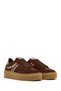 Women's Brown Lace-Up Thick Sole Sports Shoes, Suede Genuine Leather Sneaker 25Afd511110 - 3