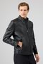 Tony Men's Black Judge Collar Short Leather Coat 25Wge65781M - 3