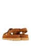 Women's Tan Strappy Thick Soled Suede Leather Sandals 26Sfd151610 - 7