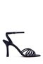 Women's Navy Blue Ankle Buckle Stoned Thin High Heel Sandals 26Sfe391314