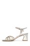Women's Silver Ankle Buckle Stoned Thick Heeled Sandals 26Sfe3915Ts - 3