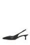 Women's Black Open-Back Stiletto, Short Thin Heeled Leather Shoes 26Pfd120018 - 3