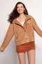 Sandiego Women's Camel Oversize Suede Leather Jacket 26Sgd565810 - 2