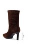 Women's Brown Thin Heeled Printed Suede Leather Boots Wf16000891 - 5