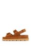 Women's Tan Strappy Thick Soled Suede Leather Sandals 26Sfd151610 - 4
