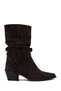 Women's Anthracite Thick Heeled Suede Leather Cowboy Boots Af170025Ds