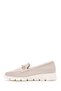 Women's Cream Buckle Leather Shoes, Comfort Loafer 26Pfd150218 - 3