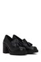 Women's Black Thick Heeled Tasseled Leather Loafer Af450018Dv - 2
