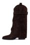 Women's Brown Thick Heeled Suede Leather Boots Af530005Ds - 4