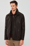 Roberto Men's Brown Double Collar Leather Jacket 18Wgd6313D2 - 5