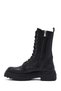 Women's Black Zippered Leather Boots Wf190025Dv - 3