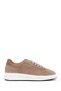 Men's Beige Lace-Up Suede Leather Sneaker Wm710005Ds