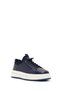 Men's Navy Blue Leather Sneakers with Thick Soles 26SFD676318 - 7