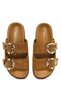 Women's Tan Double Buckle Suede Leather Slippers 26Sfd200910 - 4
