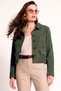 Cassandra Women's Green Slim-Fit Suede Leather Jacket 26Sgd565010