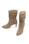 Women's Beige Thin Heeled Suede Leather Boots Af210004Ds - 6