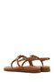Women's Tan Buckle Flip-Flop Leather Sandals 26Sfd201018 - 6