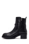 Women's Black Zippered Thick Heeled Leather Casual Boots Wf190044Dv - 3