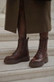 Women's Brown Lace-Up Zippered Thick Sole Leather Boots 25Wfd181818 - 2