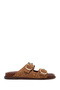 Women's Tan Studded Suede Leather Slippers 26Sfd550810