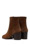 Women's Tan Zippered Thick Heeled Suede Leather Boots 25Wfd162910 - 7