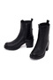 Women's Black Zippered Thick Heeled Leather Boots Wf190065Dv - 5