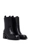 Women's Black Short Thick Heeled Leather Boots 25Wfd491518 - 5