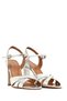Women's Silver Ankle Buckle High Thick Heeled Metallic Leather Sandals 26Sfd161932 - 2