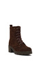Women's Brown Zippered Thick Heeled Suede Leather Boots 25Wfd413410 - 8