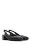 Flex Women's Black Open Back Thick Short Heeled Leather Shoes 26Pfd140718 - 2