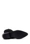 Women's Black Short Thick Heeled Suede Leather Cowboy Boots Af190037Ds - 7