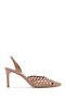 Women's Beige Open Back Patent Leather Thin Heeled Shoes 25Sfd 161816