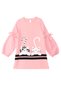 Pink Cute Friends Girls' Woven Balloon Sleeve Winter Dress - 3