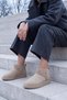 Women's Fur Lined Daily Boots Pasep Beige Suede - 6