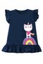 Navy Blue Pink Unicorn Cat Ruffled Girl's Summer T-Shirt Tights Set - 5