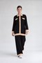 Button-Detail Pantsuit, Black - Dark Beige