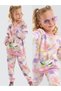 Unicorn Batik Patterned Girls' Tracksuit Set with Kangaroo Pockets