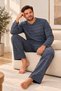 Premium Soft Men's Pajama Set: Soft-Textured, Long-Sleeved, Button-Down Collar, Striped Winter Pajamas - 6