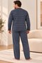 Premium Soft Men's Pajama Set: Soft-Textured, Long-Sleeved, Button-Down Collar, Striped Winter Pajamas - 7